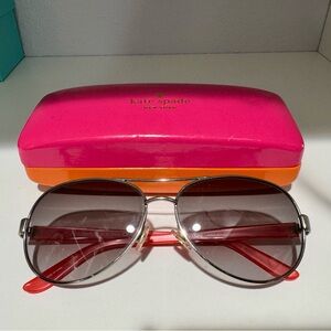 Kate Spade Aviator Sunglasses with Red Accents